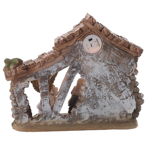 Hand painted resin nativity with stable lights 20x20x10 cm 4
