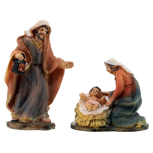Nativity Scene of 7 cm with stable, 8 characters, painted resin, 15x20x10 cm 2
