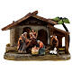 Nativity Scene of 7 cm with stable, 8 characters, painted resin, 15x20x10 cm s1