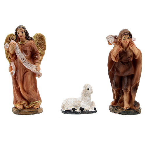 Nativity set 7 cm stable 8 figurines painted resin 15x20x10 cm 3