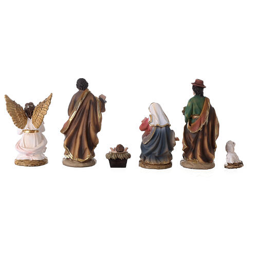 Stable with Nativity Scene, painted resin, 11 characters of 11 cm and light, 20x35x15 cm 6