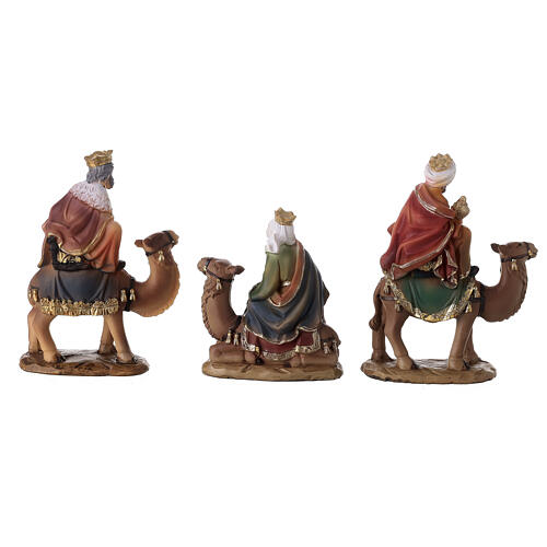 Stable with Nativity Scene, painted resin, 11 characters of 11 cm and light, 20x35x15 cm 7