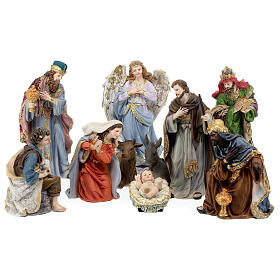 Nativity Scene with 10 characters of 20 cm, hand-painted resin