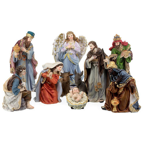 Nativity Scene with 10 characters of 20 cm, hand-painted resin 1