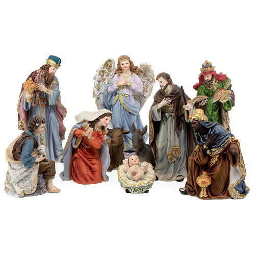 Presepe completo 10 personaggi resina dipinta a mano 20 cm 1