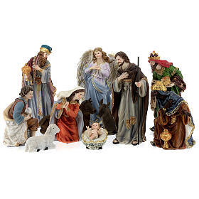 Nativity Scene of 30 cm with 11 characters, hand-painted resin