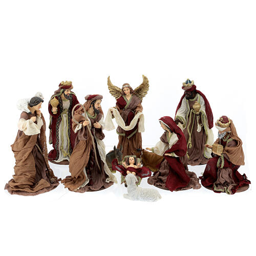 Complete Nativity set, resin and fabric, 40 cm, Venetian style 1