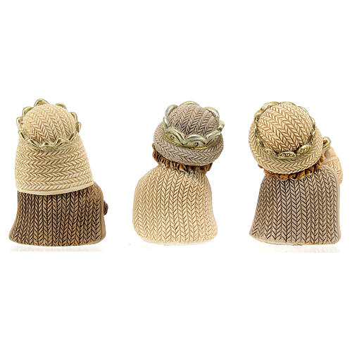 Nativity Scene of 6 cm, set of 8 resin characters with baby features, knitted pattern, 10x15x5 cm 7