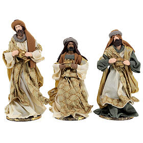Three Wise Men statues 3 pcs resin and cloth "Christmas Symphonies" 35 cm
