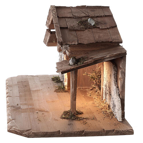 Nativity stable in Nordic style with LED ligth for Kostner Nativity Scene with 12 cm characters, 30x70x35 cm 3