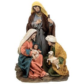 Natividade com pastor resina pintada à mão 25x15,5x11cm