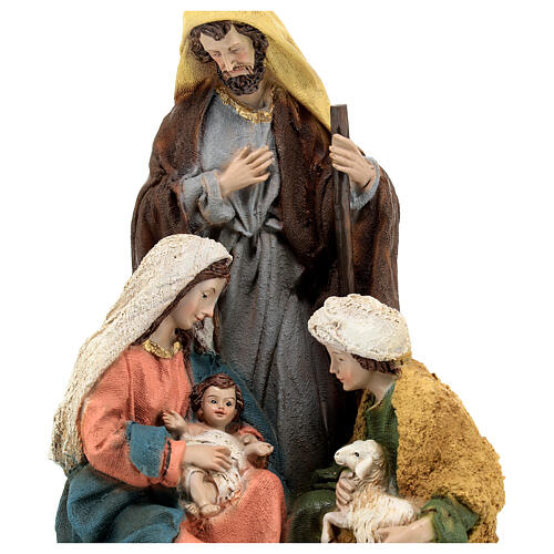 Natividade com pastor resina pintada à mão 25x15,5x11cm 2