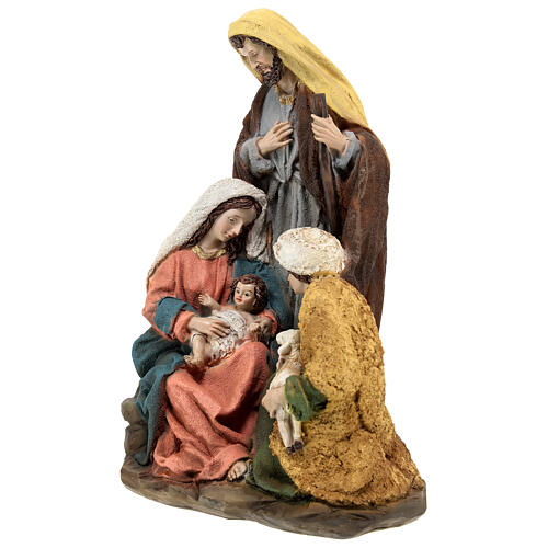 Natividade com pastor resina pintada à mão 25x15,5x11cm 3
