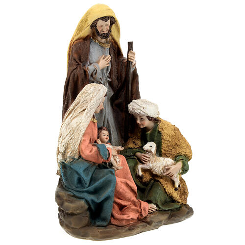 Natividade com pastor resina pintada à mão 25x15,5x11cm 4