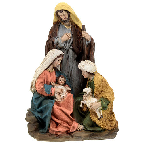 Holy Family nativity statue with shepherd 25 cm colored 1