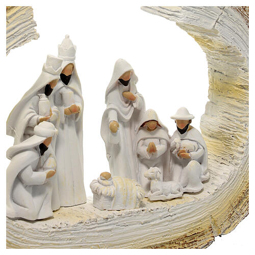Stylized Nativity scene on trunk with star 20 cm resin 4