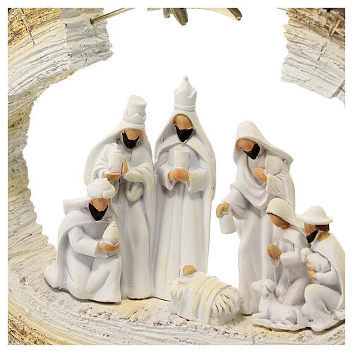 Stylized Nativity scene on trunk with star 20 cm resin 6