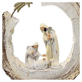Natividade estilizada no tronco com estrela resina 20x19,5x4,5 cm