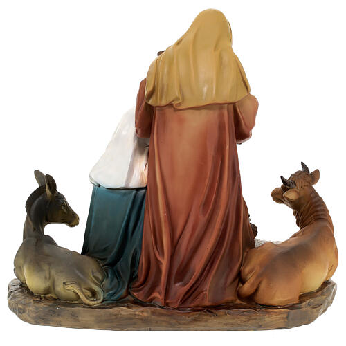 Nativité avec boeuf âne et mouton 30 cm résine colorée 6