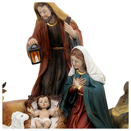 Scena narodzin Jezusa z wołem osłem i owcą 30 cm żywica malowana 2