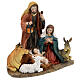 Holy Family statue with ox donkey sheep 30 cm colored resin s5