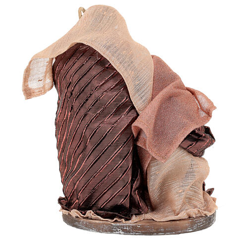Natività su base 30 cm resina stoffa marrone 6