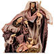 Natività su base 30 cm resina stoffa marrone s2
