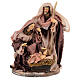 Holy Family statue with base 30 cm in resin brown fabric s1