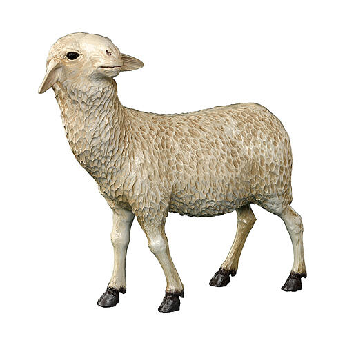 Statue mouton tête baissée fibre de verre crèche 100 cm Lando Landi EXTÉRIEUR 1