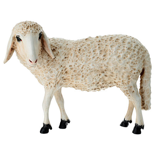 Statue mouton tête baissée fibre de verre crèche 100 cm Lando Landi EXTÉRIEUR 1