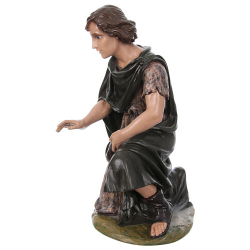 Young shepherd on his knee, Lando Landi's Nativity Scene of 100 cm, OUTDOOR statue, fibreglass with crystal eyes 3