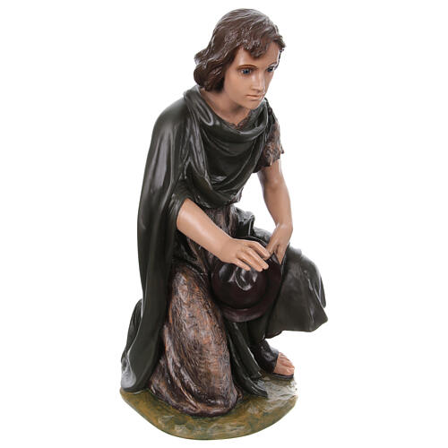 Kneeling shepherd boy Lando Landi nativity scene 100 cm OUTDOORS fiberglass crystal eyes 5