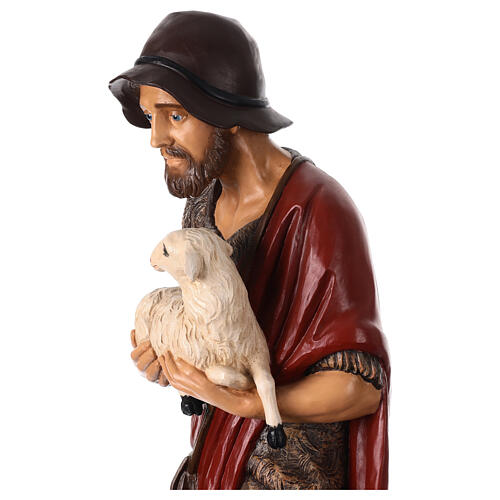 Good shepherd with lamb, Lando Landi's Nativity Scene of 100 cm, OUTDOOR statue, fibreglass with crystal eyes 4