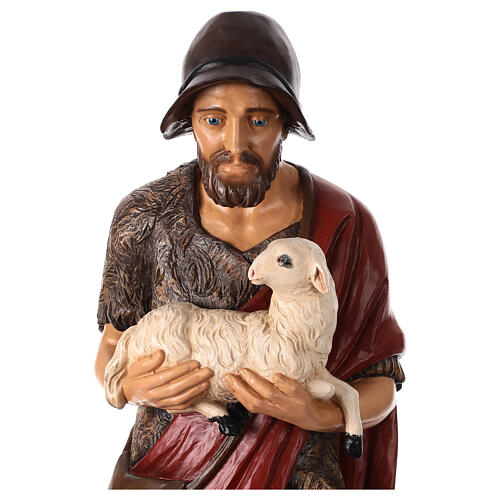 Statua Buon Pastore agnello 100 cm Lando Landi vetroresina occhi cristallo PER ESTERNO 2