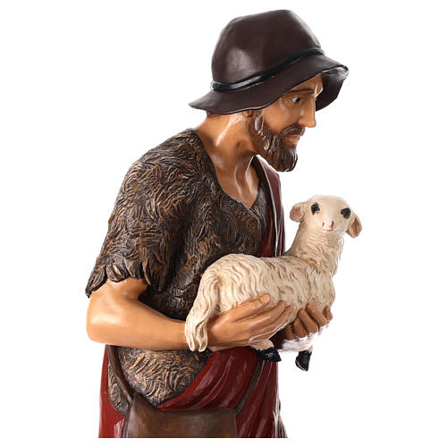 Statua Buon Pastore agnello 100 cm Lando Landi vetroresina occhi cristallo PER ESTERNO 6