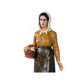 Shepherdess with jar and doves, Lando Landi's Nativity Scene of 100 cm, OUTDOOR statue, fibreglass with crystal eyes
