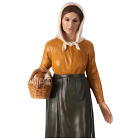 Shepherdess with jar and doves, Lando Landi's Nativity Scene of 100 cm, OUTDOOR statue, fibreglass with crystal eyes