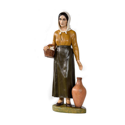 Shepherdess with jar and doves, Lando Landi's Nativity Scene of 100 cm, OUTDOOR statue, fibreglass with crystal eyes 1