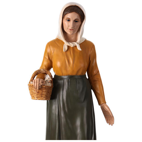 Shepherdess with jar and doves, Lando Landi's Nativity Scene of 100 cm, OUTDOOR statue, fibreglass with crystal eyes 2