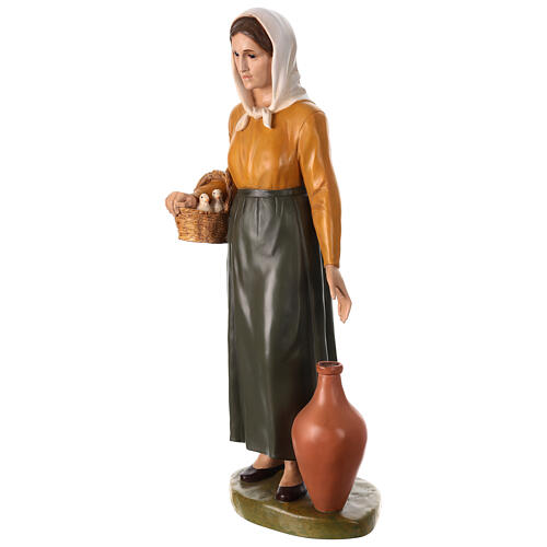 Shepherdess with jar and doves, Lando Landi's Nativity Scene of 100 cm, OUTDOOR statue, fibreglass with crystal eyes 3