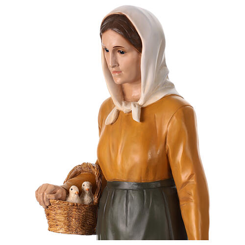 Shepherdess with jar and doves, Lando Landi's Nativity Scene of 100 cm, OUTDOOR statue, fibreglass with crystal eyes 4