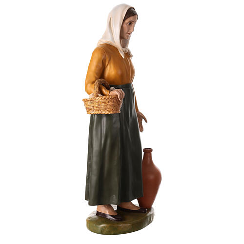 Shepherdess with jar and doves, Lando Landi's Nativity Scene of 100 cm, OUTDOOR statue, fibreglass with crystal eyes 6