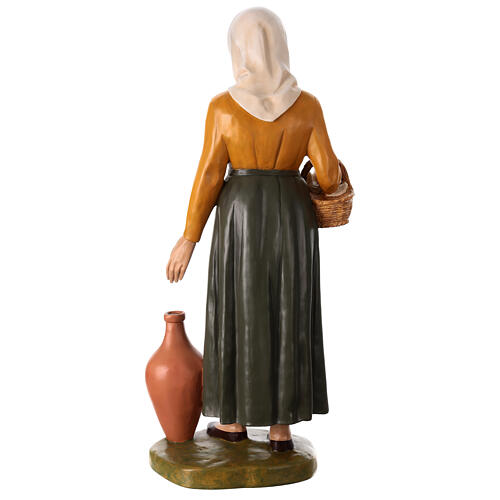 Shepherdess with jar and doves, Lando Landi's Nativity Scene of 100 cm, OUTDOOR statue, fibreglass with crystal eyes 7