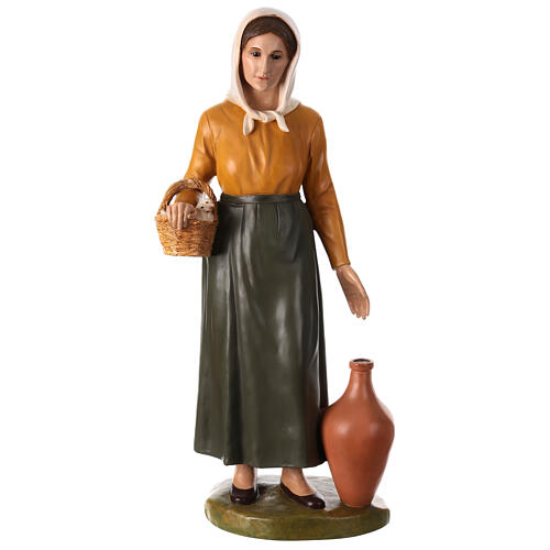 Pastorella anfora colombe vetroresina occhi cristallo presepe 100 cm ESTERNO Landi 1