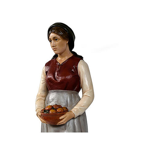 Shepherdess with fruit basket, Lando Landi's Nativity Scene of 100 cm, OUTDOOR statue, fibreglass with crystal eyes 2