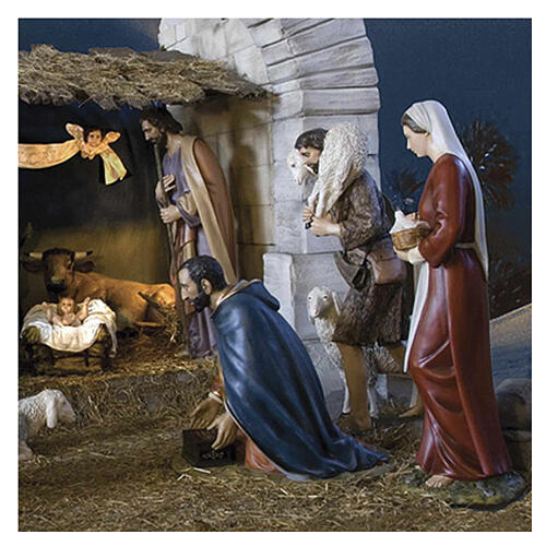 Shepherdess dove nativity statue 160 cm Lando Landi crib OUTDOOR in fiberglass with crystal eyes 2