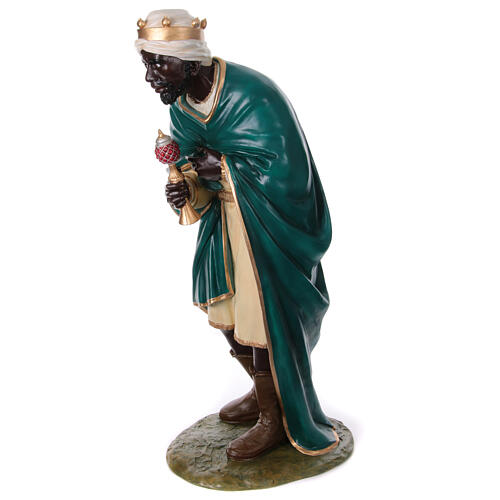 Re Magio nero presepe Lando Landi 160 cm ESTERNO vetroresina occhi cristallo 3