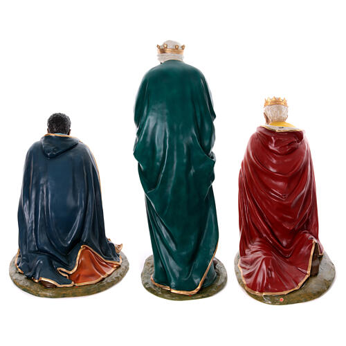 Trio Rois Mages crèche 160 cm Lando Landi fibre de verre yeux cristal POUR EXTÉRIEUR 14