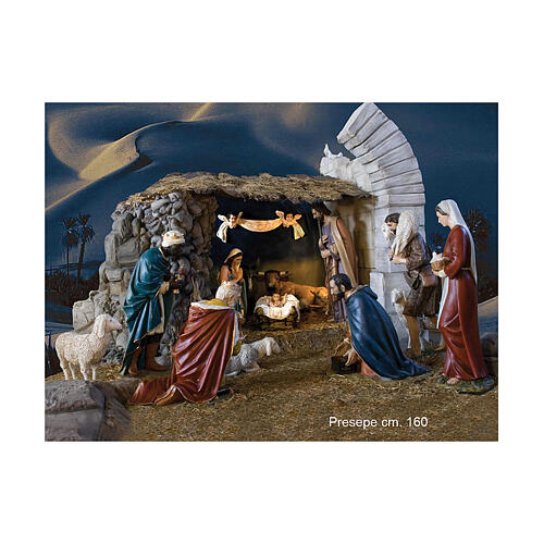Complete nativity scene, 160 cm Lando Landi 15 pcs fiberglass crystal eyes FOR OUTDOORS 1