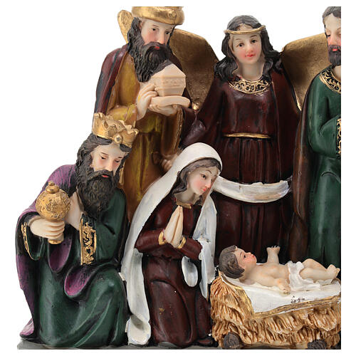 Nativité crèche 35 cm scène résine peinte 35x20x10 cm 4